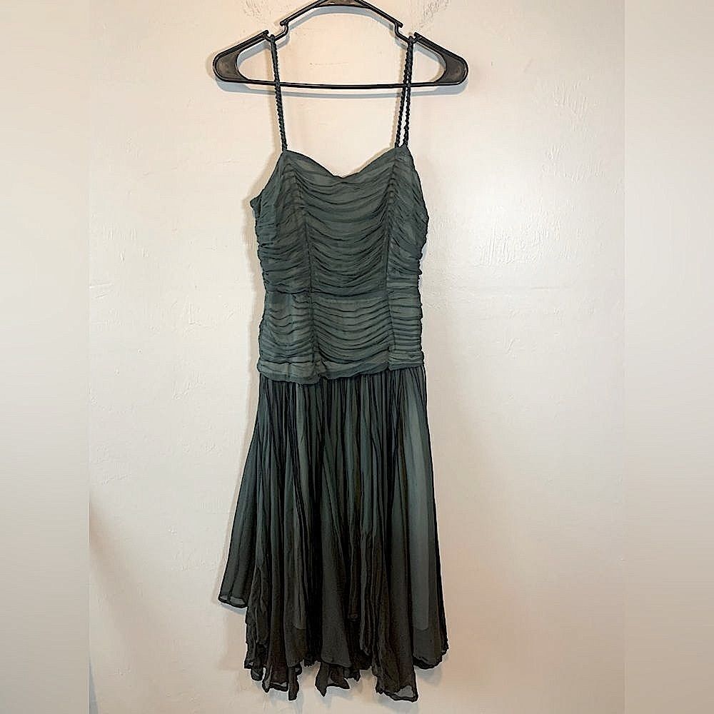 Binetti Olive green military flapper inspired silk dress size 2